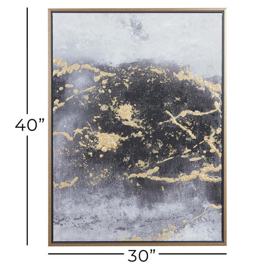 Smoky Grey and Gold Geode Ombre Wall Art with Gold Frame