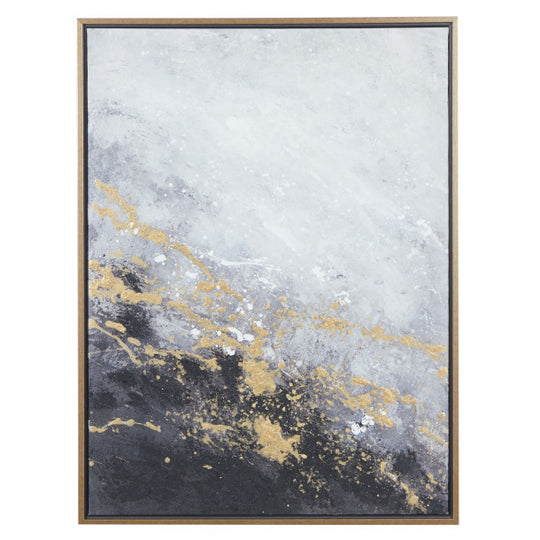 Smoky Grey and Gold Geode Ombre Wall Art with Gold Frame