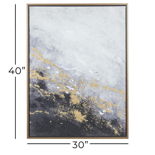 Smoky Grey and Gold Geode Ombre Wall Art with Gold Frame