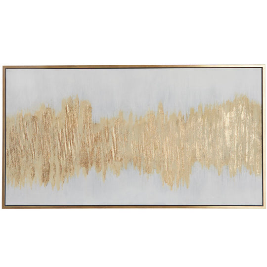 XL Abstract Glossy Gold Wall Art with Gold Frame