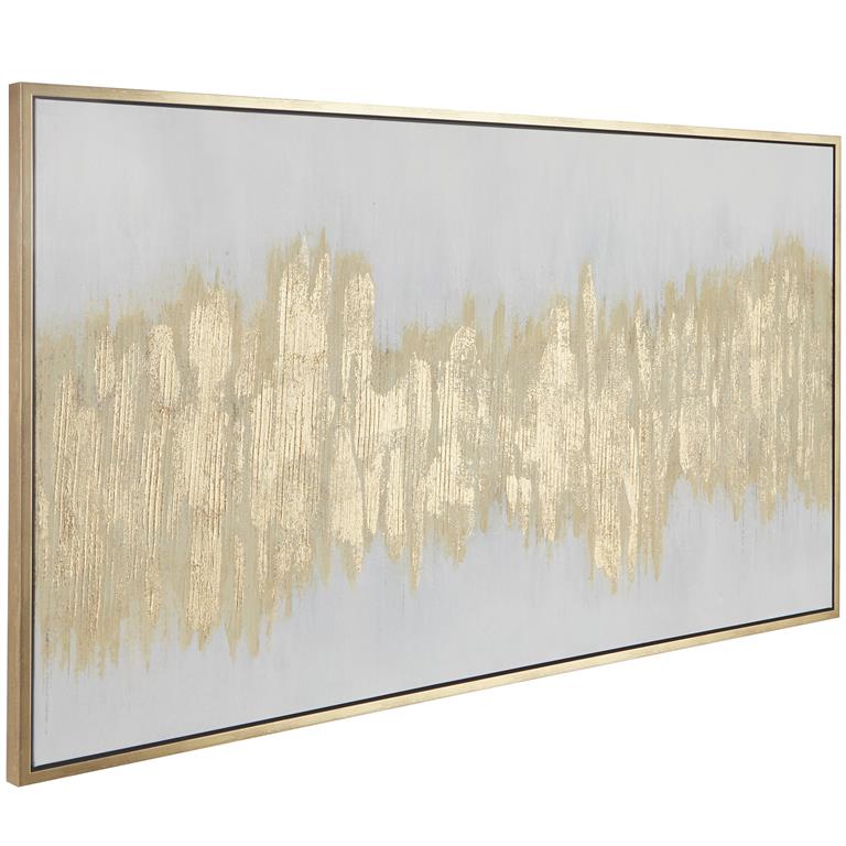 XL Abstract Glossy Gold Wall Art with Gold Frame