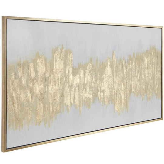 XL Abstract Glossy Gold Wall Art with Gold Frame