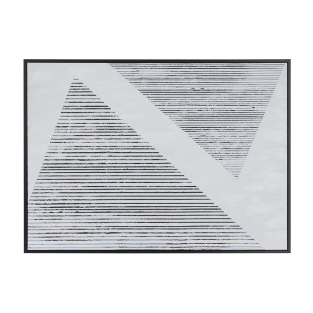 XL Geometric Triangles Linear Wall Art with Black Frame