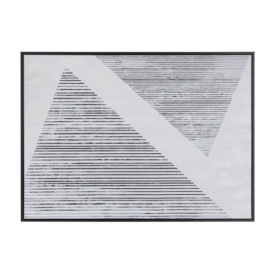 XL Geometric Triangles Linear Wall Art with Black Frame
