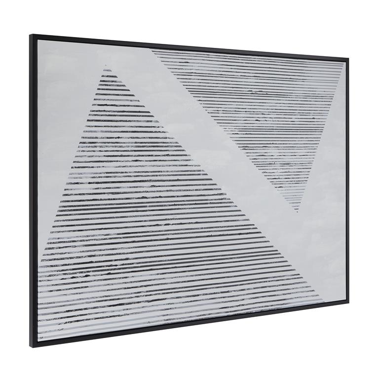 XL Geometric Triangles Linear Wall Art with Black Frame