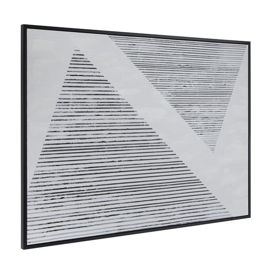 XL Geometric Triangles Linear Wall Art with Black Frame