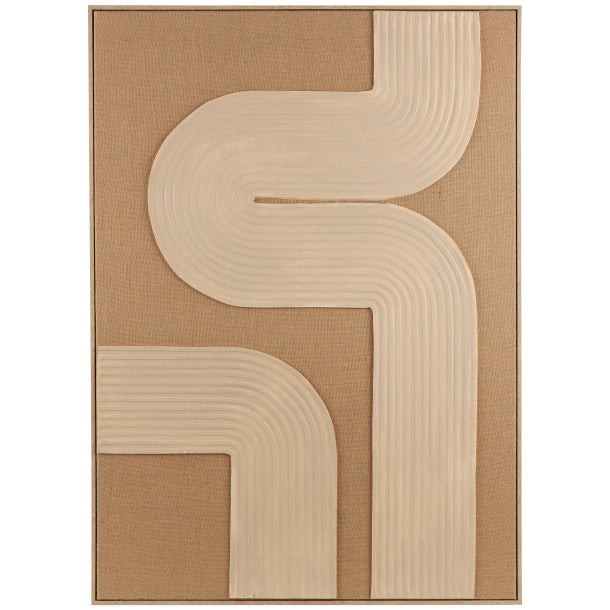 3D Art Deco Textured Wall Art with Tan Frame, 57"