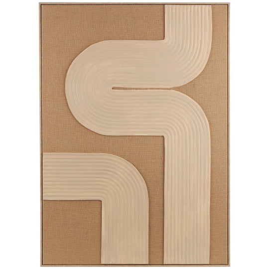 3D Art Deco Textured Wall Art with Tan Frame, 57"