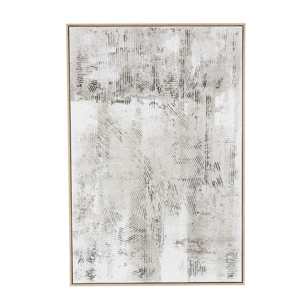 Distressed Abstract Textured Wall Art with Light Brown Frame