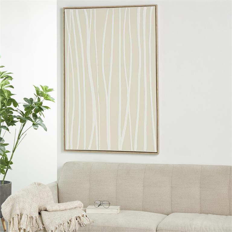 Abstract Lines Wall Art with Light Brown Frame