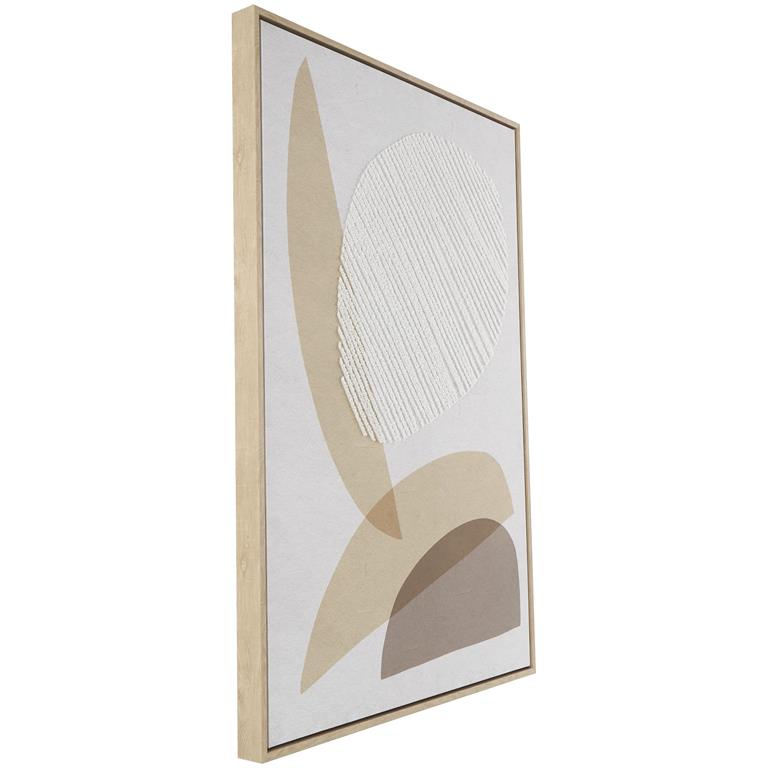 Neutral Hues Overlapping Shapes Wall Art Set with Light Brown Frame