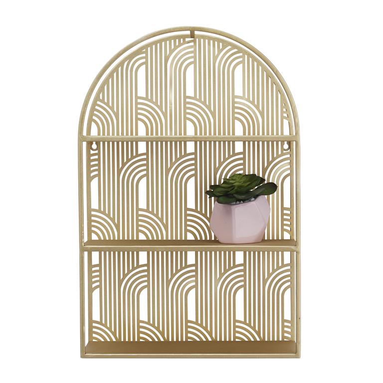 Arched Art Deco Inspired Metal Wall Shelf