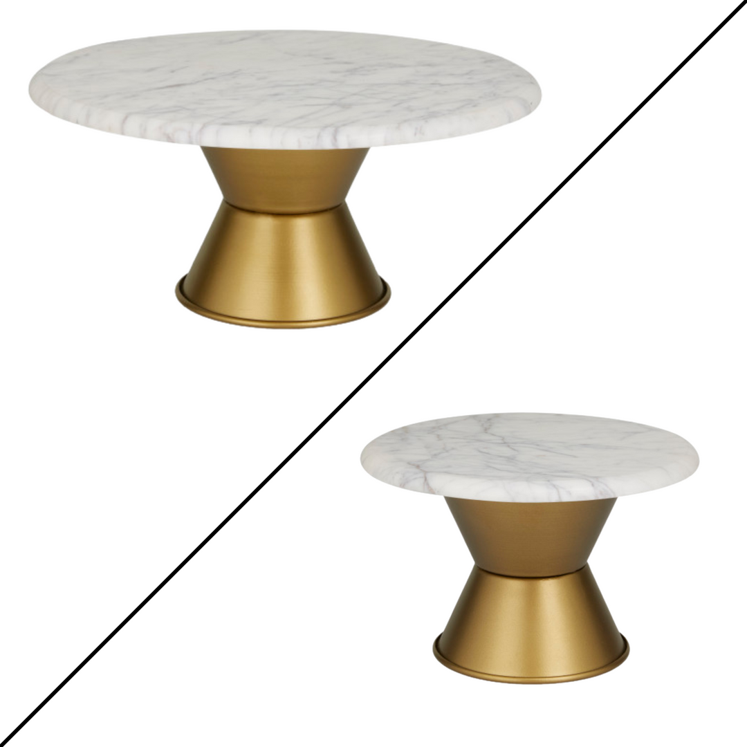 Faux Marble Cake Stand with Gold Base Set